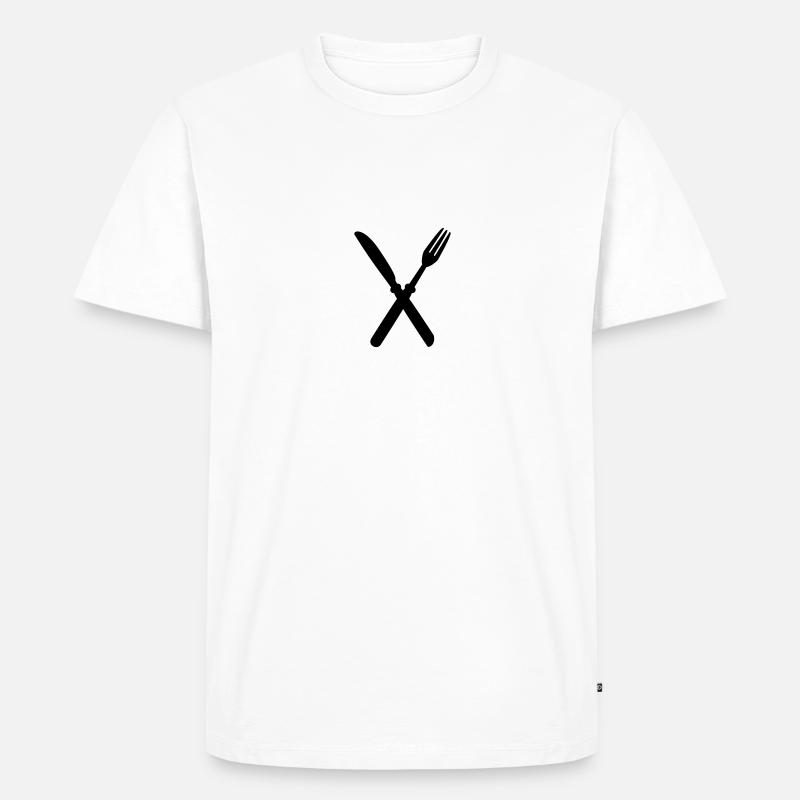 fork_and_kinfe - Männer Premium Bio T-Shirt - Weiß