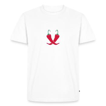 2 piments Chili chaud chaud - T-shirt Premium bio Homme - blanc - Devant - Nico (187cm)