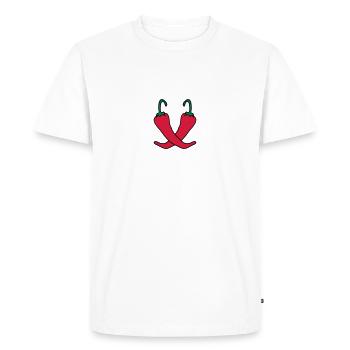 2 piments Chili chaud chaud - T-shirt Premium bio Homme - blanc - Devant - Nico (187cm)