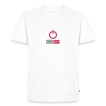 OFF sur le Power Schalter Design - T-shirt Premium bio Homme - blanc - Devant - Nico (187cm)