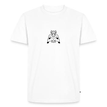 Fat cow sitting fat udder - Men's Premium Organic T-Shirt - white - Front - Nico (187cm)