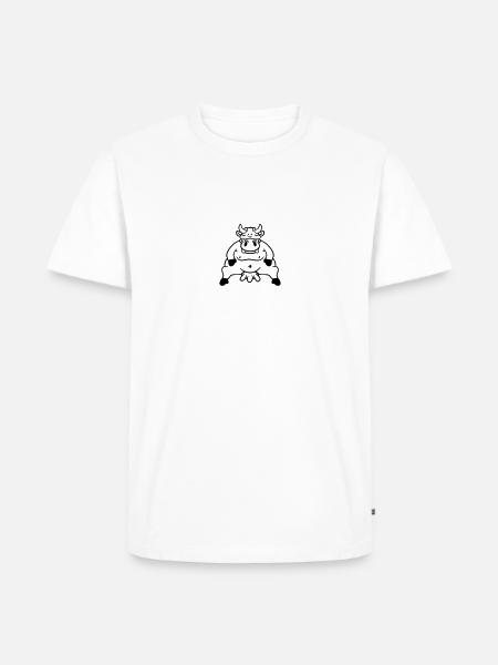 Fat cow sitting fat udder - Men's Premium Organic T-Shirt - white