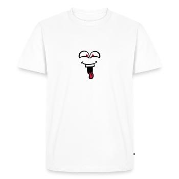 Rire fou fun langue dehors - T-shirt Premium bio Homme - blanc - Devant - Nico (187cm)