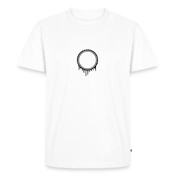 Cadre timbre Graffiti à la frontière - T-shirt Premium bio Homme - blanc - Devant - Nico (187cm)