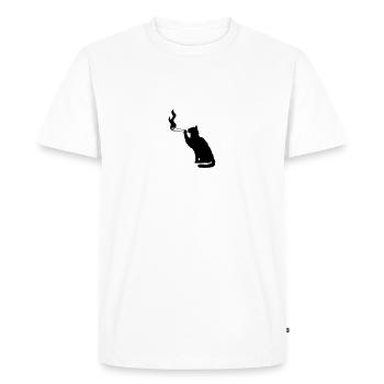 Joint weed smoking weed smoking hemp cannabis cat - Men's Premium Organic T-Shirt - white - Front - Nico (187cm)