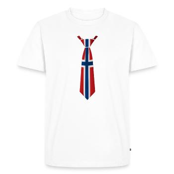 Cravate norvégienne – Conception du drapeau - T-shirt Premium bio Homme - blanc - Devant - Nico (187cm)
