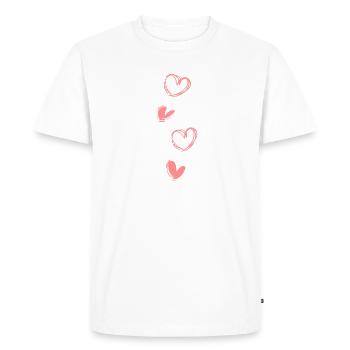 quatre cœurs l'un au-dessus de l'autre - T-shirt Premium bio Homme - blanc - Devant - Nico (187cm)