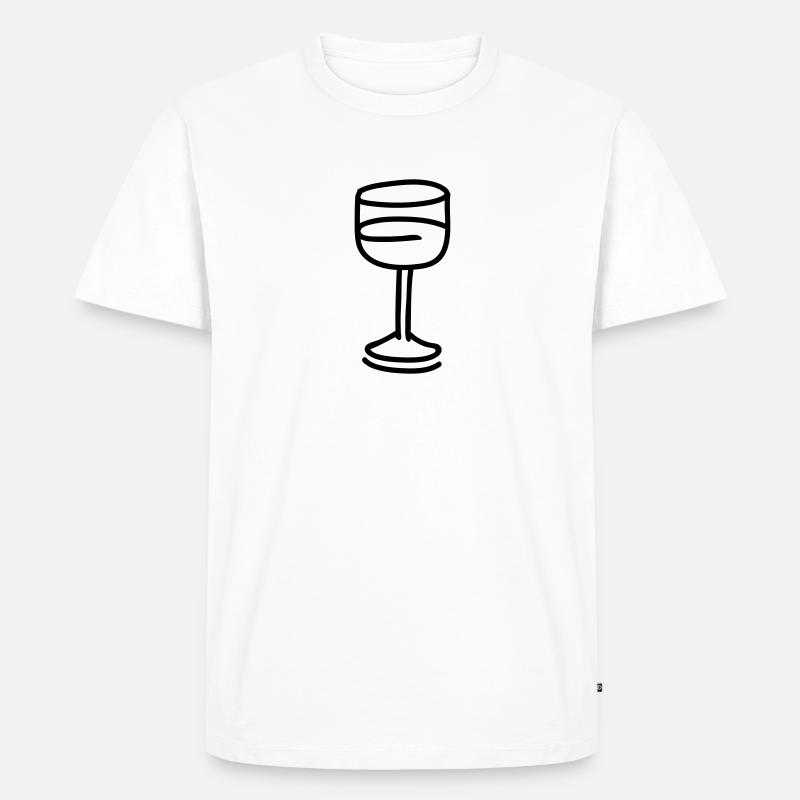 Weinglas - line - Männer Premium Bio T-Shirt - Weiß