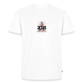 Jésus Bible Église religieuse chrétienne Don - T-shirt Premium bio Homme - blanc - Devant - Nico (187cm)