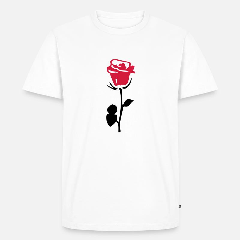 rosa Blume - Männer Premium Bio T-Shirt - Weiß