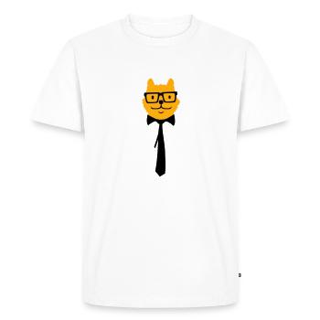 Smart Nerd Cat Lunettes à monture de corne Lunettes Geek Tie - T-shirt Premium bio Homme - blanc - Devant - Nico (187cm)