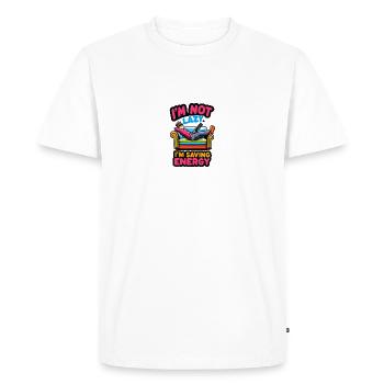 I'm not lazy. I'm saving energy - Men's Premium Organic T-Shirt - white - Front - Nico (187cm)