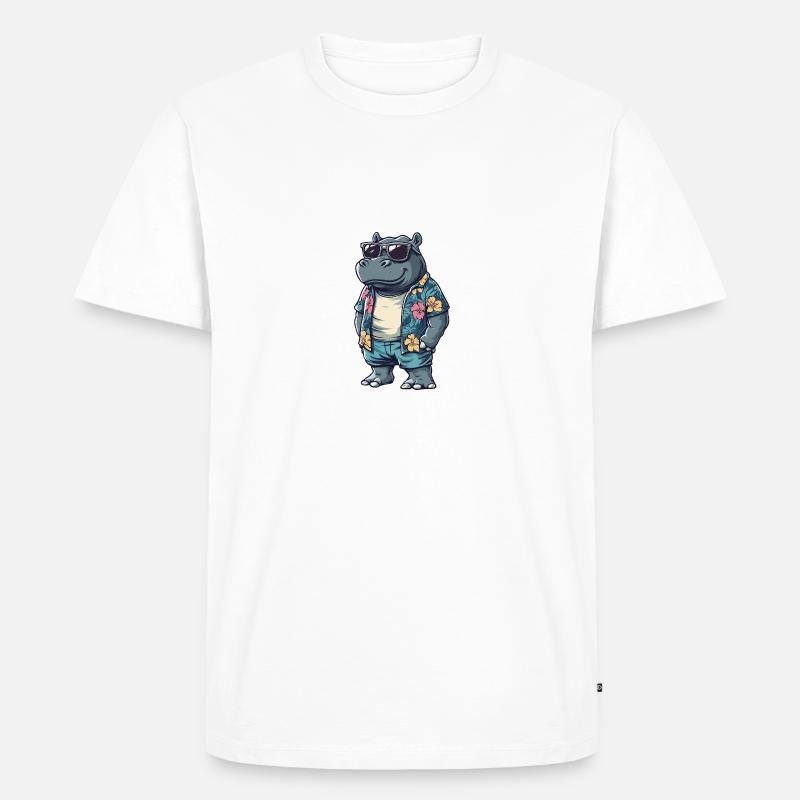 Nilpferd Cool Sommer - Männer Premium Bio T-Shirt - Weiß