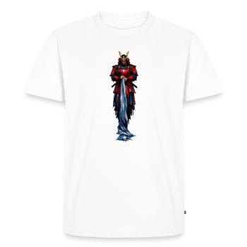 Red Warrior Samurai Coat - Men's Premium Organic T-Shirt - white - Front - Nico (187cm)