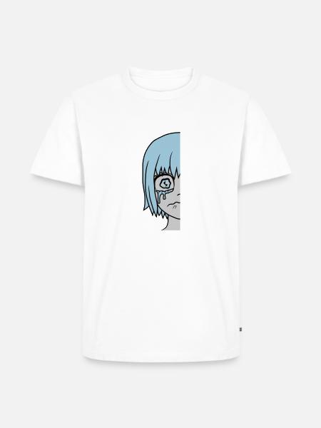 Half sad girl face - Men's Premium Organic T-Shirt - white