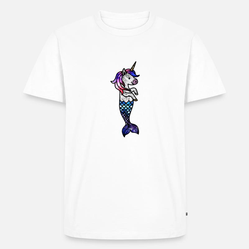 Kosmisches Meeres-Einhorn - Männer Premium Bio T-Shirt - Weiß