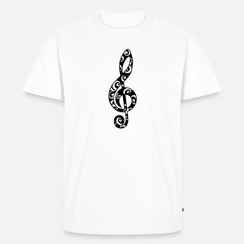 Notenschlüssel, Note, Musik, Musiknote, Klassik - Männer Premium Bio T-Shirt - Weiß