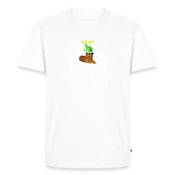 Jungle Majesty, Symphonie du tigre et de la feuille" - T-shirt Premium bio Homme - blanc - Devant - Nico (187cm)