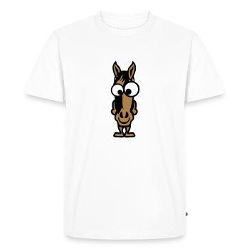 cheval animaux rigolo face - T-shirt Premium bio Homme - blanc - Devant - Nico (187cm)