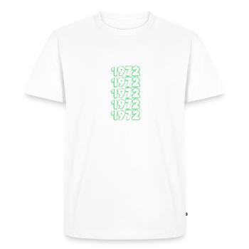 Année de naissance : 1972 - T-shirt Premium bio Homme - blanc - Devant - Nico (187cm)