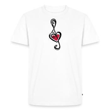 Heart clef, classic, treble, note, music, violin - Men's Premium Organic T-Shirt - white - Front - Nico (187cm)