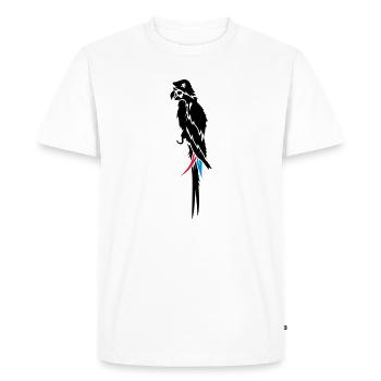 Parrot pirate with eye patch, pirate hat and hook - Men's Premium Organic T-Shirt - white - Front - Nico (187cm)