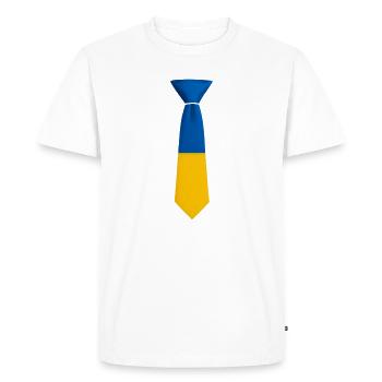 Cravate en blocs de couleur bleu et jaune - T-shirt Premium bio Homme - blanc - Devant - Nico (187cm)