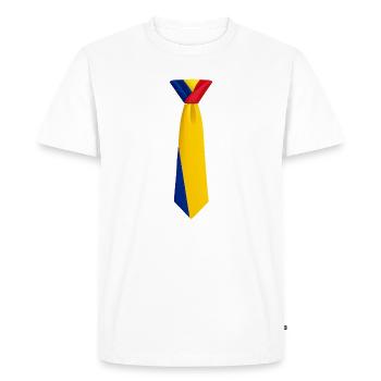 Cravate roumanie – Conception du drapeau - T-shirt Premium bio Homme - blanc - Devant - Nico (187cm)