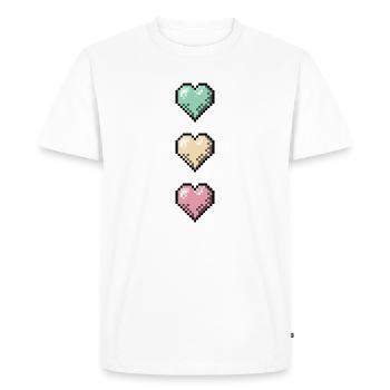 Pile de cœurs rétro en pixel art - T-shirt Premium bio Homme - blanc - Devant - Nico (187cm)