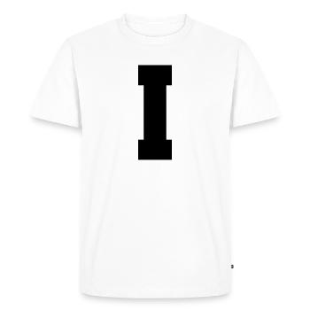 I - capital letter single, bold and serif - Men's Premium Organic T-Shirt - white - Front - Nico (187cm)