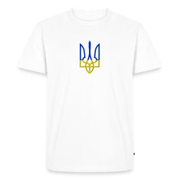Symbole des armoiries de l’Ukraine Gerfalcon Trident Trident Trident - T-shirt Premium bio Homme - blanc - Devant - Nico (187cm)