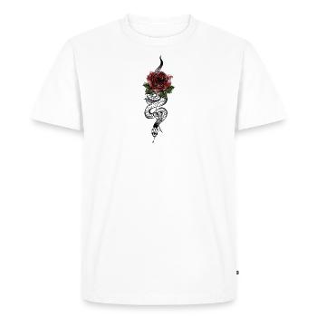 Serpent à la rose rouge - T-shirt Premium bio Homme - blanc - Devant - Nico (187cm)
