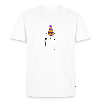 Chat avec chapeau de réveillon du Nouvel An 2024 (Garantie du prix le plus bas) - T-shirt Premium bio Homme - blanc - Devant - Nico (187cm)