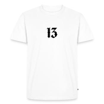 Lucky Number13 - Outline Thick Black - Men's Premium Organic T-Shirt - white - Front - Nico (187cm)