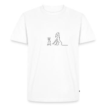Galgo et le lièvre - T-shirt Premium bio Homme - blanc - Devant - Nico (187cm)