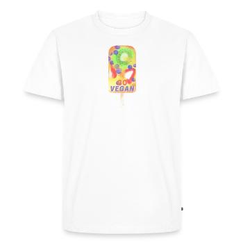 Go Vegan Cream - Men's Premium Organic T-Shirt - white - Front - Nico (187cm)