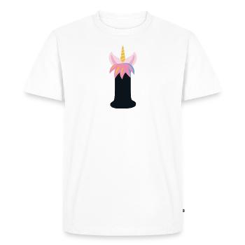 Licorne lettre arc en ciel Style « I » | Être unique - T-shirt Premium bio Homme - blanc - Devant - Nico (187cm)