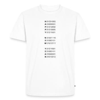HAPPY NEW YEAR – binary code - Men's Premium Organic T-Shirt - white - Front - Nico (187cm)