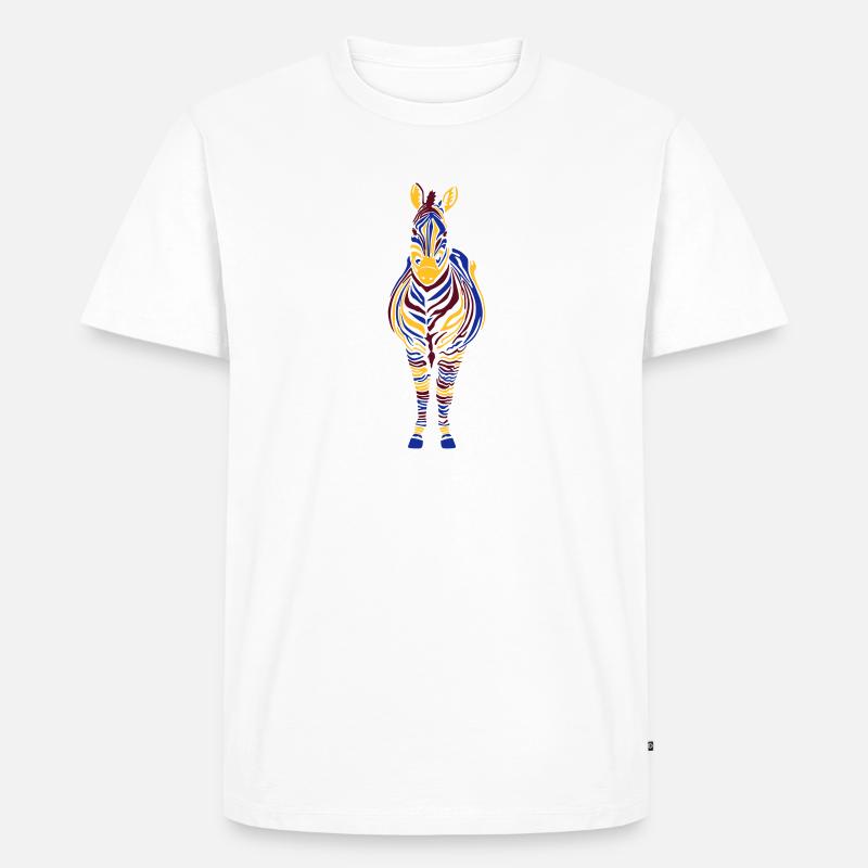 Zebra bunt 3-farbig - Männer Premium Bio T-Shirt - Weiß