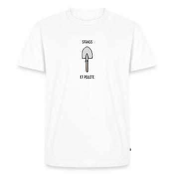 Pelle Archéologie BTP Strass Paillettes - T-shirt Premium bio Homme - blanc - Devant - Nico (187cm)