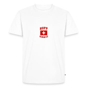 Suisse Hopp Schwiiz Flag Fanshirt Cadeau - T-shirt Premium bio Homme - blanc - Devant - Nico (187cm)