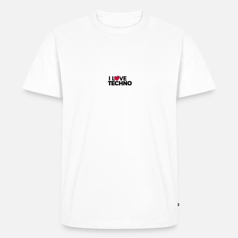 Techno Music DJ Discjokey - Männer Premium Bio T-Shirt - Weiß