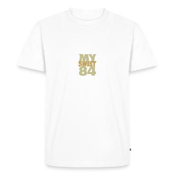 Sweet 84 - Men's Premium Organic T-Shirt - white - Front - Nico (187cm)