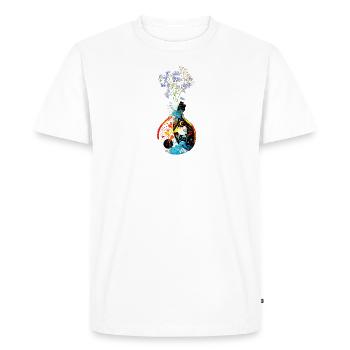 Une bouteille magique - Yin Yang - avec des fleurs - T-shirt Premium bio Homme - blanc - Devant - Nico (187cm)