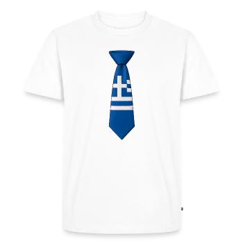 Cravate grecque – Drapeau - T-shirt Premium bio Homme - blanc - Devant - Nico (187cm)