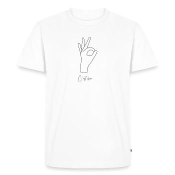 11 - Männer Premium Bio T-Shirt - Weiß - Vorne - Nico (187cm)