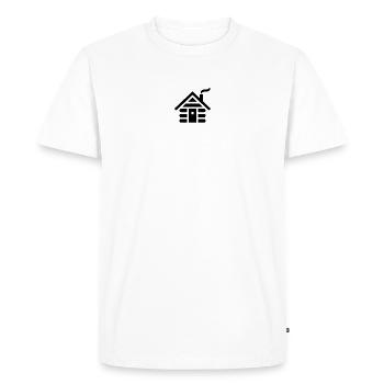 Hut with smoke (black) - Men's Premium Organic T-Shirt - white - Front - Nico (187cm)