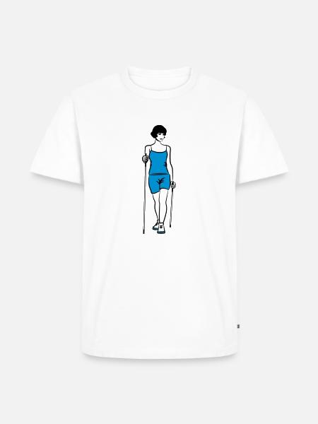 nordic walking frau sport - Männer Premium Bio T-Shirt - Weiß