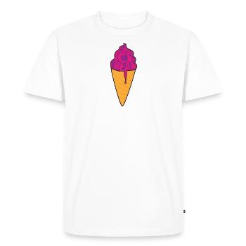 Love Ice Cream mûre violet rose - T-shirt Premium bio Homme - blanc - Devant - Nico (187cm)
