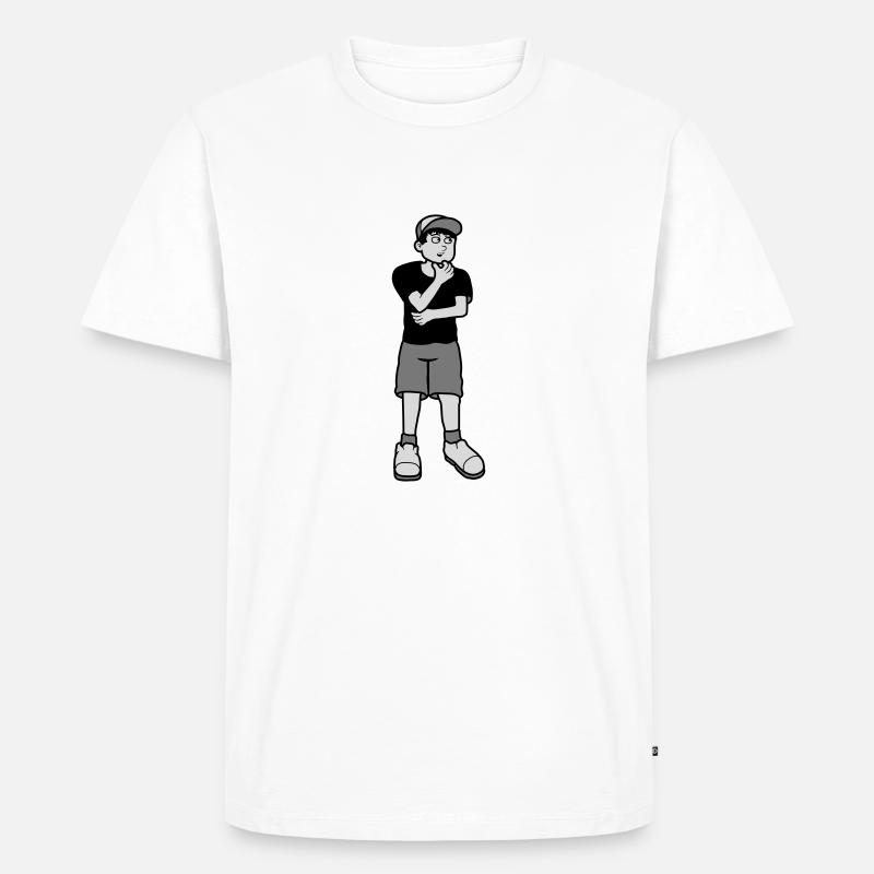Junge überlegt Pose - Männer Premium Bio T-Shirt - Weiß